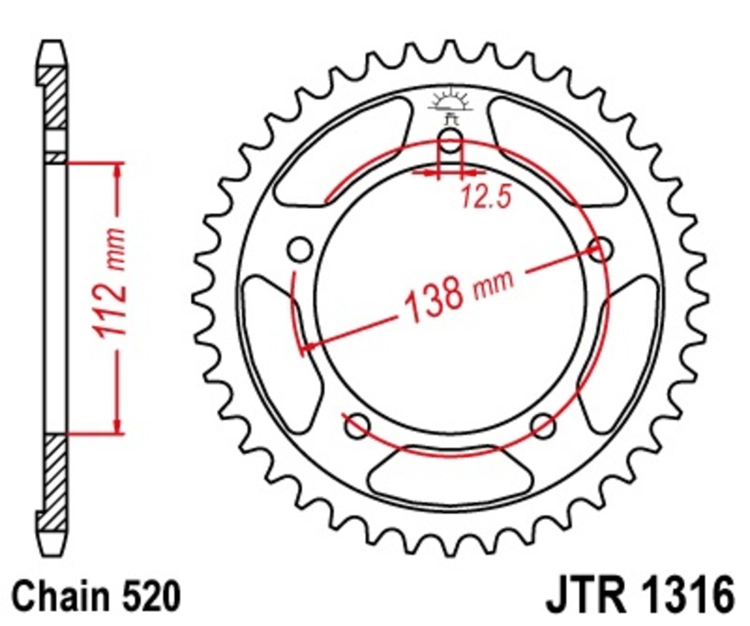 CORONA JT 1316 de acero con 41 dientes